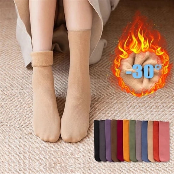 Chroia Women's Winter Thermal Socks - Double Velvet Thickened Soft Close-Fitting Snow Socks