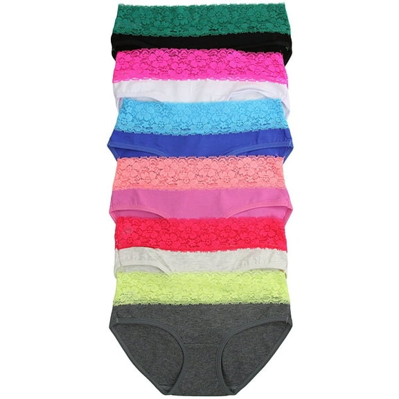 ToBeInStyle Women's Pack of 6 Lace Detail Bikini Panties