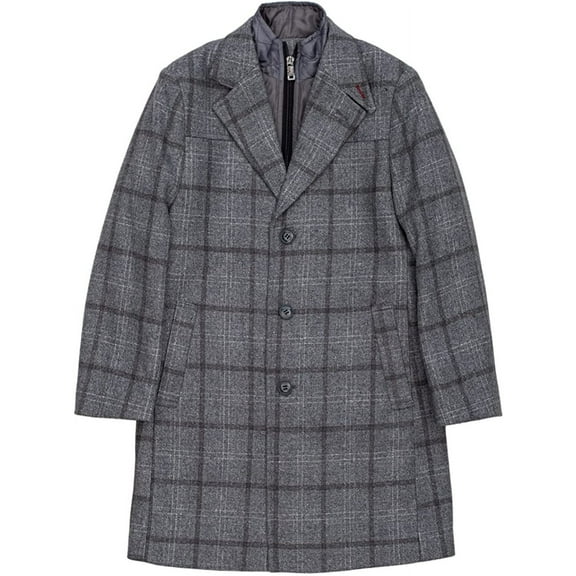 Isaac Mizrahi Boy's 2-20 Single Breasted Quilt Lined Wool-Blend Overcoat with Bib