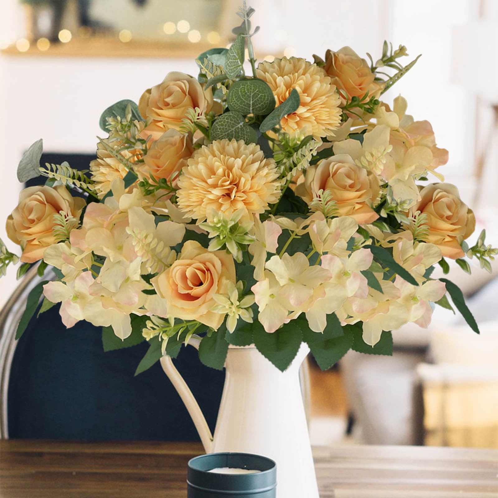 Silk Artificial Flowers for Outdoors, Simulated Fake Flowers in Vase, Artificial Flowers with Stem for Home Wedding Party Holiday Decorations(Yellow)