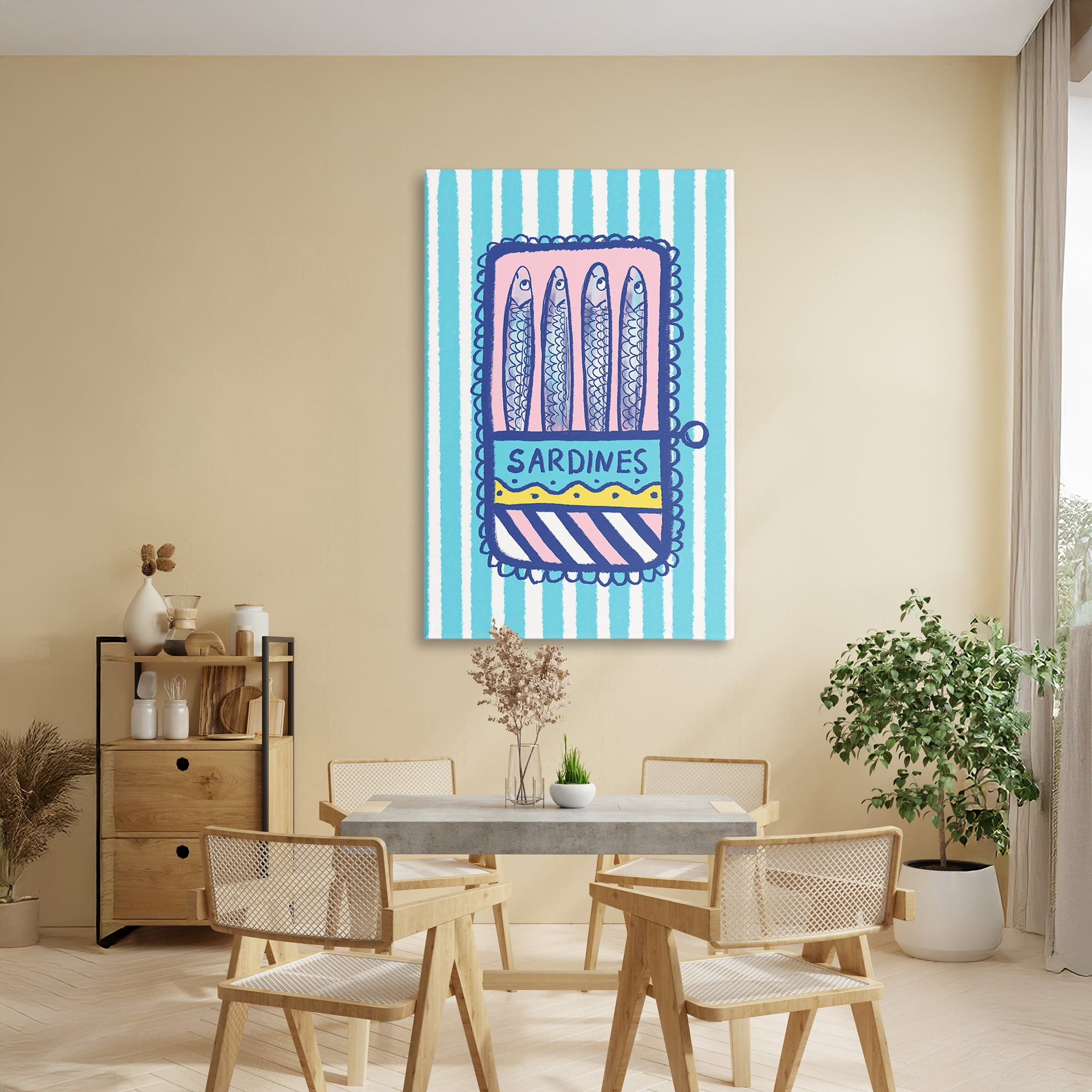 Stupell Industries Pastel & Stripes Sardines Canvas Wall Art, design by Florentina Dolci