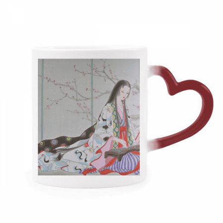 

Plum Blossom Beauty Chinese Painting Heat Sensitive Mug Red Color Changing Stoneware Cup