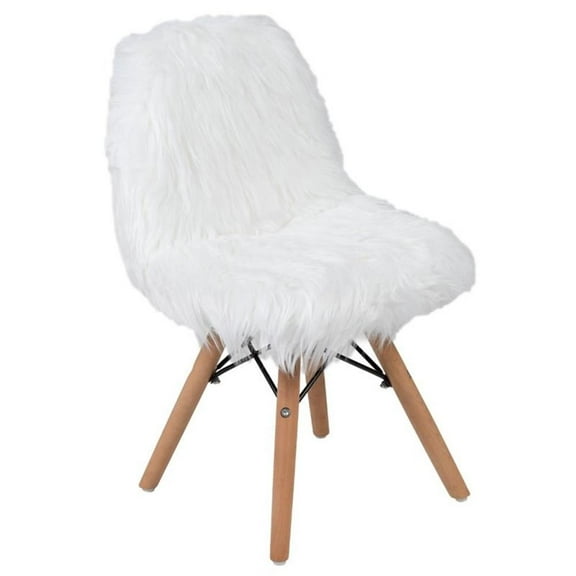 Bowery Hill Contemporary Shaggy Dog Kids Playroom Accent Chair in White