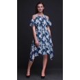 thumbnail image 3 of Bimba Tunique à Épaules Dénudées Imprimée Teinture sur Nœuds Bleue pour Femmes Robe de Soirée Col Rond - Petite, 3 of 6