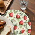 thumbnail image 3 of Red Strawberry Round 13 Inch Placemats Set of 8, Summer Fruits Farmhouse Leaves Flower Pastoral HeatResistant Non Slip Place Mats for Dining Table, Wipeable Kitchen Table Mats for Housewarming, 3 of 9