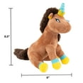 thumbnail image 4 of Afro Unicorn Plush Animal for Any Age in Brown with Soft Gold and Blue Trim, 4 of 6
