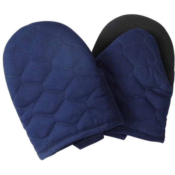 Clwellge Silicone Mini Oven Mitts, Non-Slip Grip Surfaces Kitchen Gloves with Hanging Loops, 2-Pack,5.5 x 7 inches,Blue
