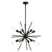 Sputnik Chandelier 12 Light Black Pendant Light Mid Century Modern Ceiling Light Fixture 27.5 Inch