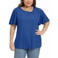 thumbnail image 5 of Gleelist Women's Plus Size Top Asymmetrical Knotted Neck T-Shirt Supersoft Essentials Tee Summer Short Sleeve Fashion Blouses(XL-5XL), 5 of 5