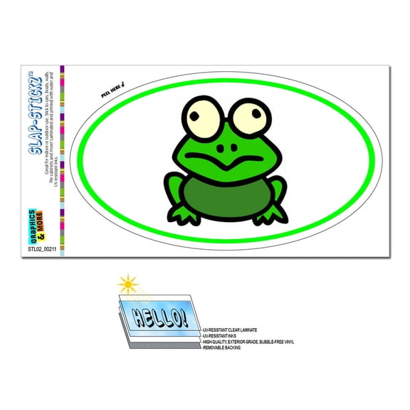 Frog Toad Green - Euro Oval SLAP-STICKZ(TM) Premium Sticker