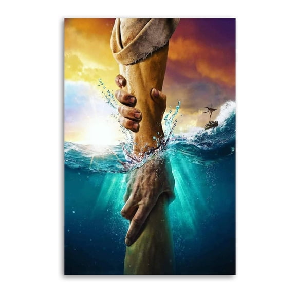 A Hand of Hope in The Darkness Jesus Christ Artworks Picture Print Poster Wall Art Painting Canvas Gift Decor Home Posters Decorative 24x36inch(60x90cm)