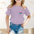 thumbnail image 2 of Gyujnb Short Sleeve Crewneck T Shirt with Positive Text Print Casual Tops (Little Girls, Big Girls),6-7 Years, 2 of 3