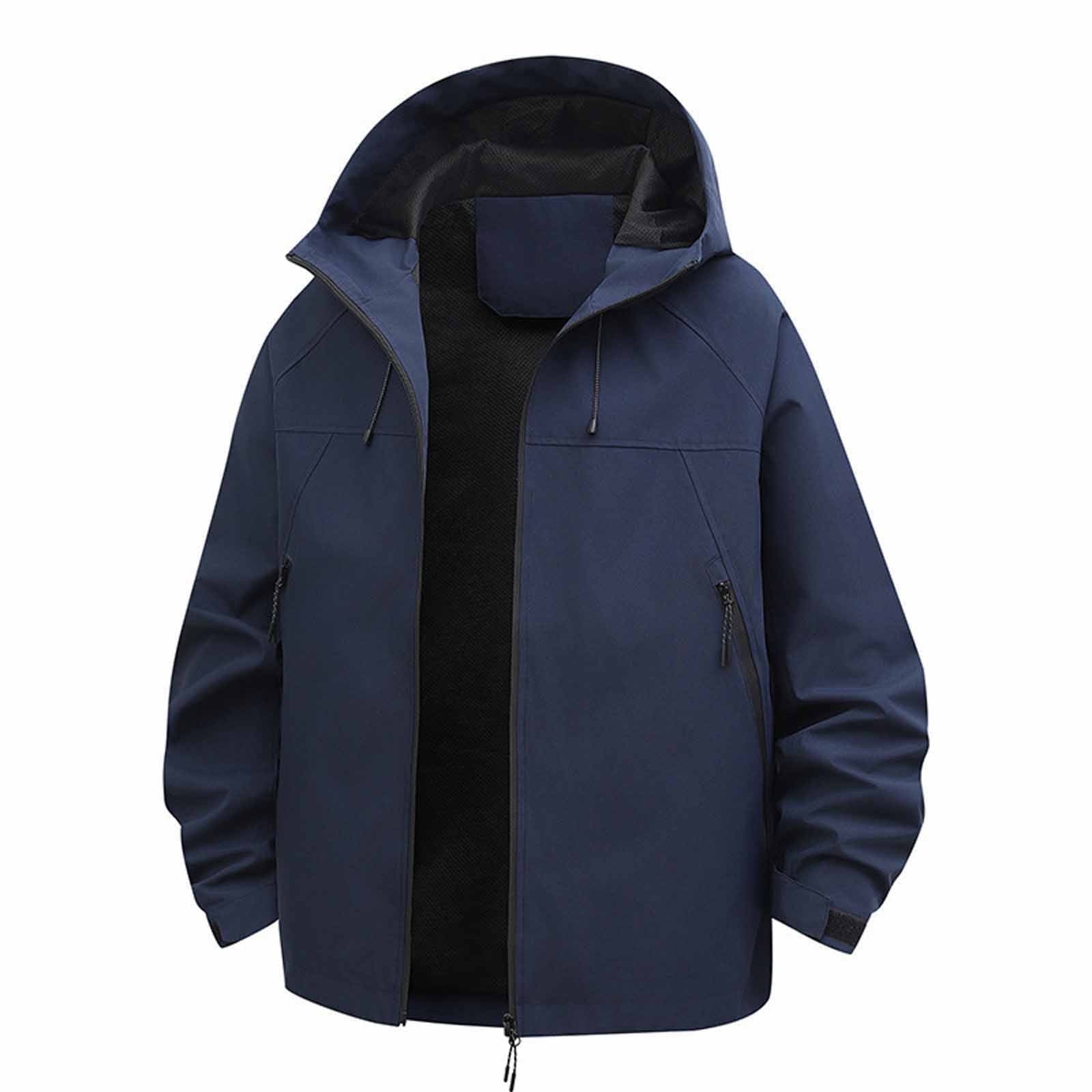 ylioge S-4X Plus Size Women Rain Jackets with Zipper Pockets and Hoodie Long Sleeve Casual Solid Color Zip Up Lightweight Waterproof Hiking Raincoats