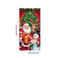 thumbnail image 3 of Fllostpr 35.4x70.8" Christmas Santa Door Cover, Four Corner Perforations Hanging Fabric Background Curtain for Xmas Party Entryway Kitchen, 3 of 6