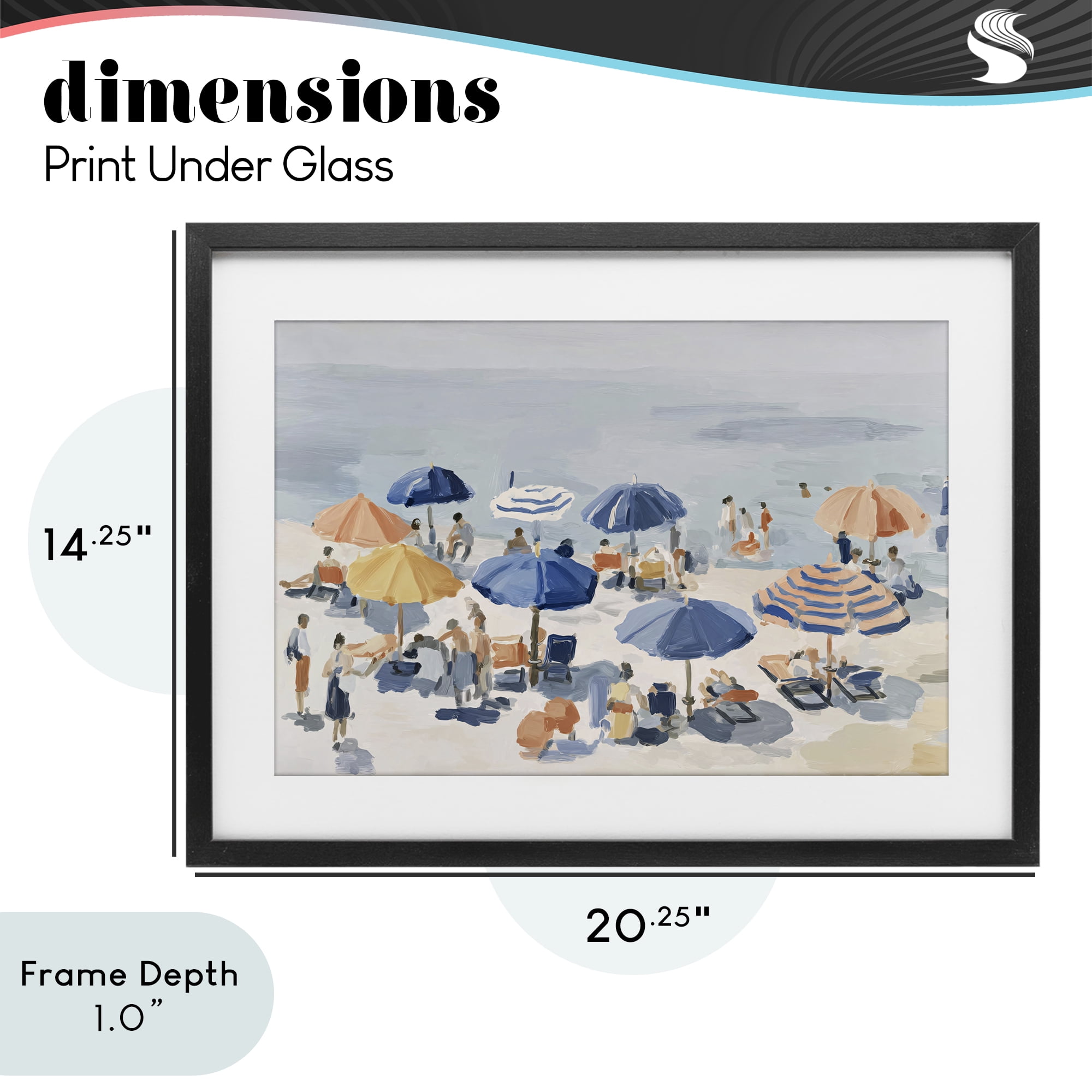 Stupell Industries Summer Fun Beach Crowd Black Framed Print Under Glass, design by Jacky Ngan
