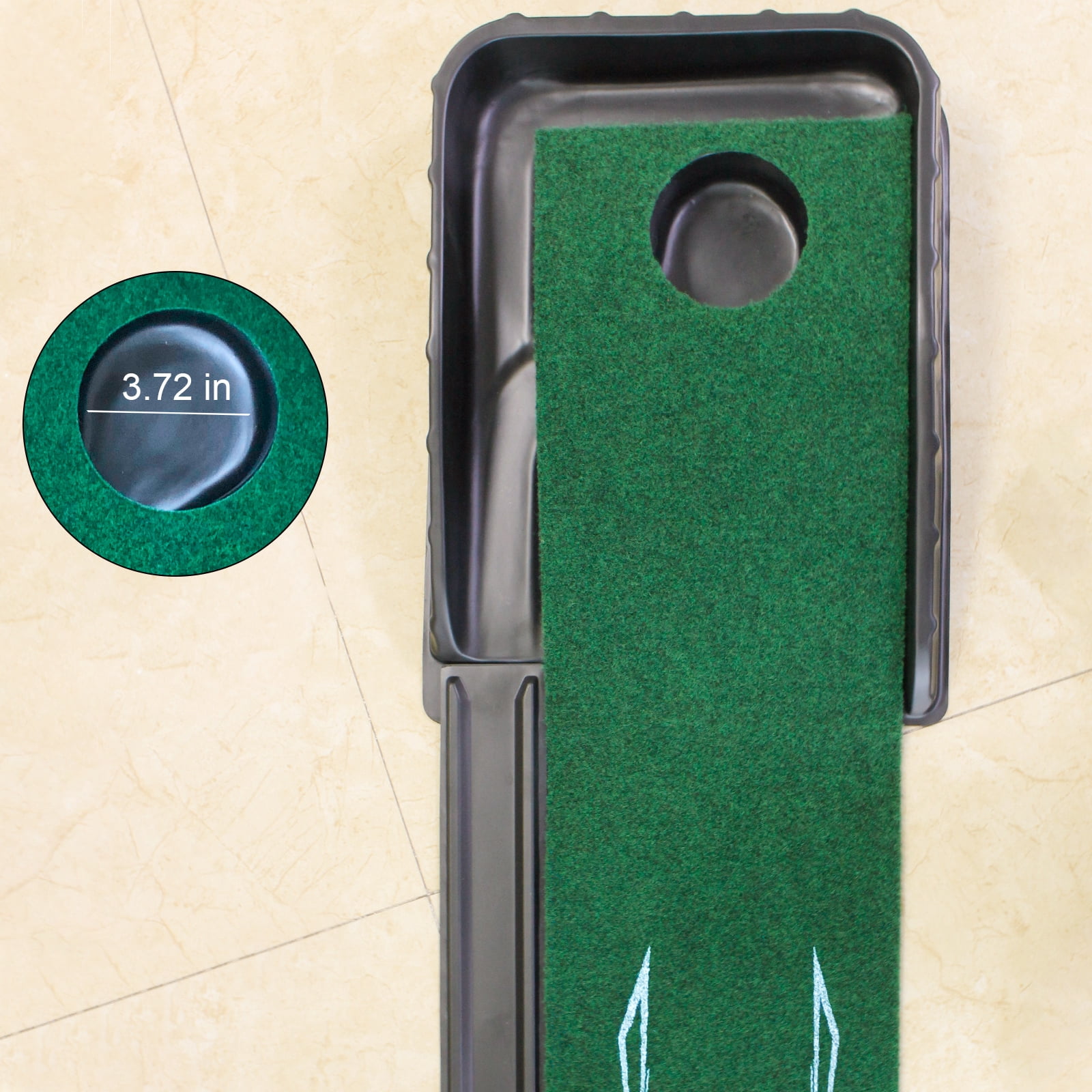 Crestgolf Golf Putting Green Indoor Putting Mat with Auto Ball Return Putter Alignment Guides at 3, 5 & 7 feet Golf Mini Practice Training Aid for Home Office