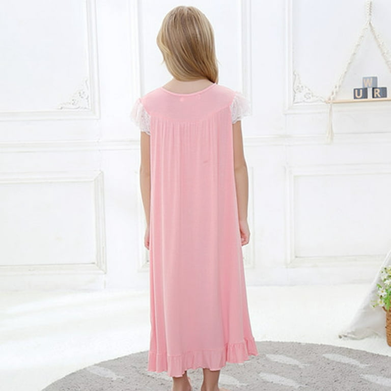 Phenas Girls Modal Nightgowns Summer Sleeveless Sleepwear Comfy Princess  Sleep Shirt for Kids Long Pajamas 3-12 Years