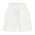 thumbnail image 5 of Loopsun Womens Shorts, Summer Shorts for Women, Women Casual Solid Elastic Waist Pocket Fashion Short Pants White XXL, 5 of 5