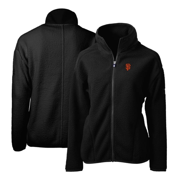 Women's Cutter & Buck Black San Francisco Giants Cascade Eco Sherpa Fleece Full-Zip Jacket