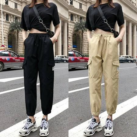 Womens Cargo Trousers Military Army Combat Casual Loose Office Ladies  Jogger Pants Tracksuit Bottoms 