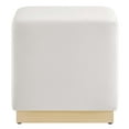 thumbnail image 3 of Tilden 17" Square Performance Velvet Upholstered Ottoman in Alabaster Natural, 3 of 9