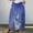 Blue, variant on WXLWZYWL Women's Linen Maxi Skirt with Pockets - Floral Print Casual Elastic Waistband Flared Long Skirt 2024 Fall Fashion
