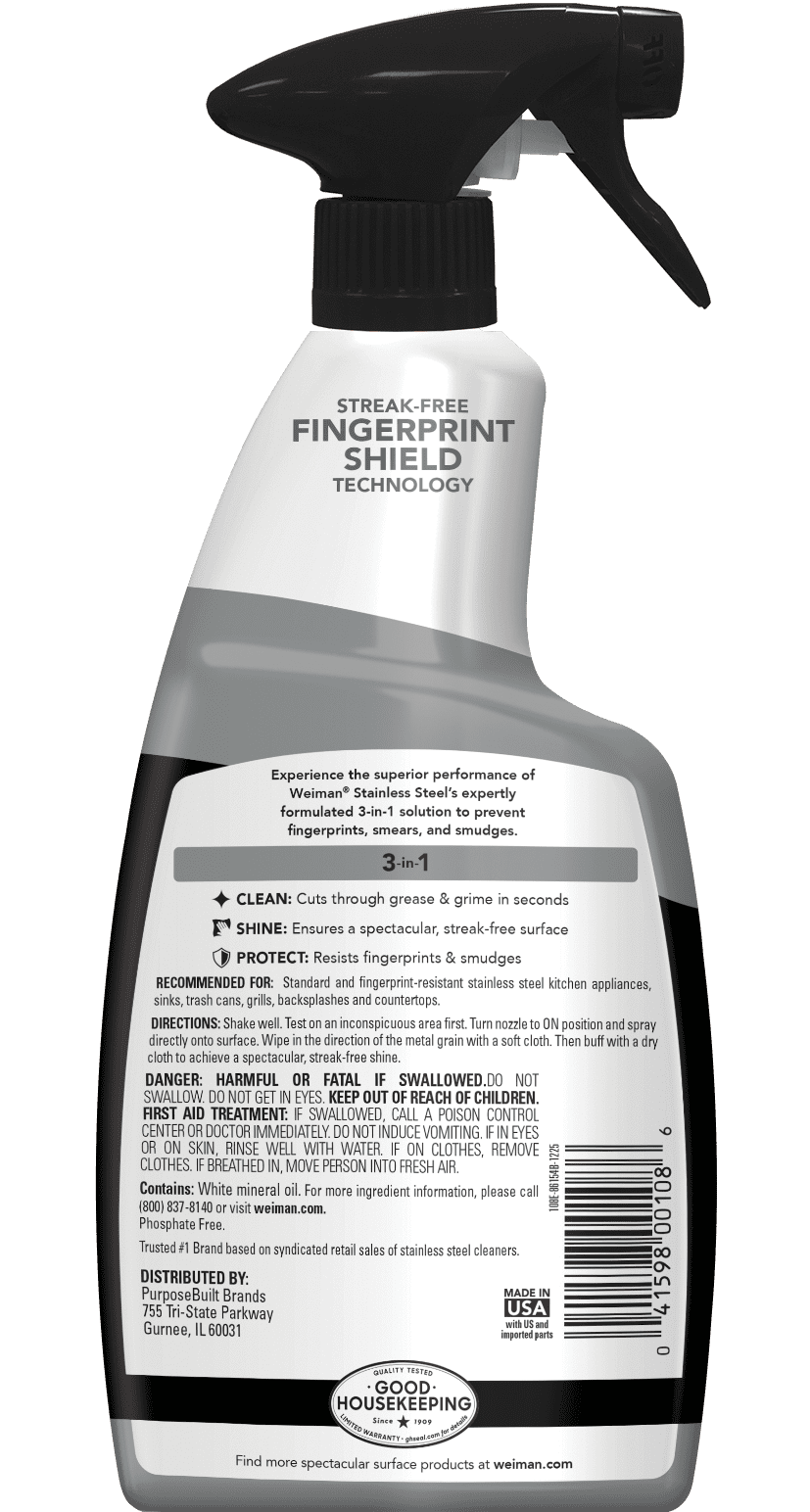 Weiman Stainless Steel Cleaner and Polish Trigger Spray, 22 fl oz