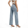 thumbnail image 6 of MIXUE Jeans For Women Solid Color High Waisted Cargo Stretch Wide Leg Denim Pants Trendy Trousers Sportswear,Blue,L, 6 of 8