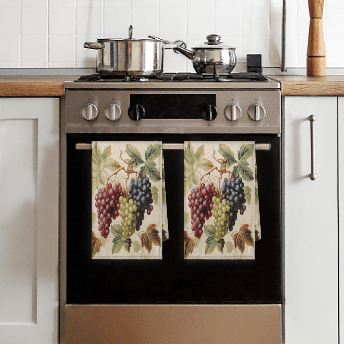 Qzaxky Colorful Grapes 2 Pack Kitchen Towels Soft and Super Absorbent Dish Towels Kitchen Tea Towels Hand Towels