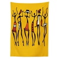thumbnail image 3 of Ambesonne Africa Tablecloth Rectangular Table Cover, Sketchy Graphical Dancer, 60"x84", Mustard and Orange, 3 of 4
