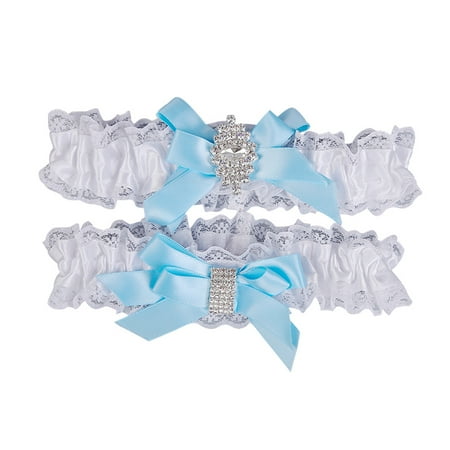 

HOMEMAXS 1 Pair Western Wedding Bride Garter Bowknot Lace Rhinestone Bridal Foot Decor Ornaments