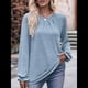 thumbnail image 4 of Camisas de Larga para Mujer, Moda Otoño 2025, Blusas Elegantes e Informales, Blusas Tipo Túnica Plisadas con Cuello Redondo. Azul XL, 4 of 10