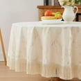 thumbnail image 3 of WARM HOME DESIGNS 90 inch Beige Round Printed Foil Velvet Tablecloth. ITC Beige 90 Round, 3 of 4