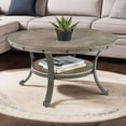 thumbnail image 4 of Linon Franklin Round Coffee Table Gray Wood Finish Steel Base in Pewter, 4 of 6