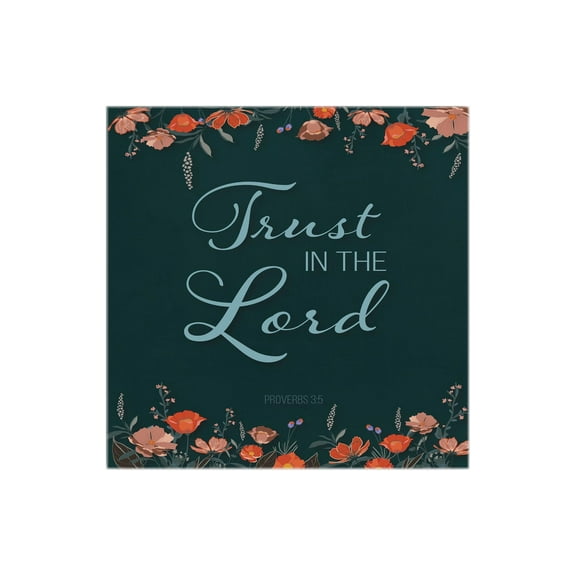 Trust In Him Forest Green Floral 12 x 12 Wood Wall Sign Plaque