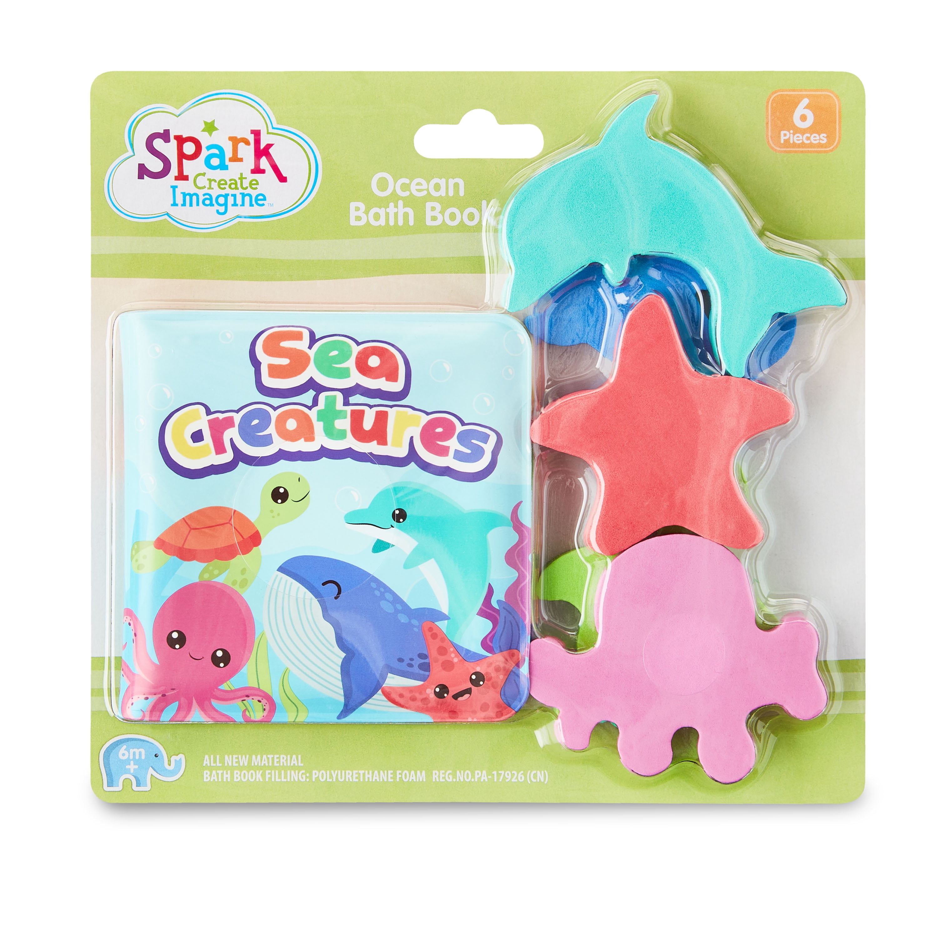 Spark Create Imagine Colorful Sea Creatures Ocean Bath Book Set, 6 Pieces