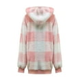 thumbnail image 3 of Womens Oversized Sherpa Pullover Hoodies 1/4 Zip Fuzzy Fleece Sweatshirt Plaid Fluffy Outerwear with Pockets, 3 of 5