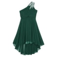 thumbnail image 3 of YUUMIN Kids Girls Chiffon Flower Girls Dress One Shoulder Shiny Beaded Bridesmaid Wedding Pageant A Army Green 10, 3 of 5