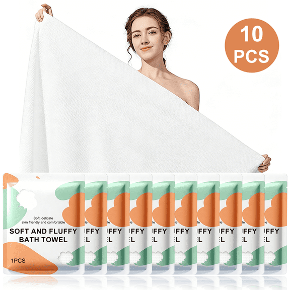 MEKBOK  Disposable Bath Towels, 10 Pack 55" x 27.5" Ultra Soft, Quick Dry Disposable Body Towel, Portable Travel Towel for Hotel Camping Beach Swimming Gym Sauna Spa, Personal Care Pet Towels.