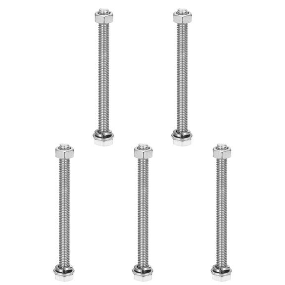 M6 x 75mm 304 Stainless Steel Hex Head Screws Bolts, Nuts, Flat & Lock Washers Assortment Kit, 5 Sets