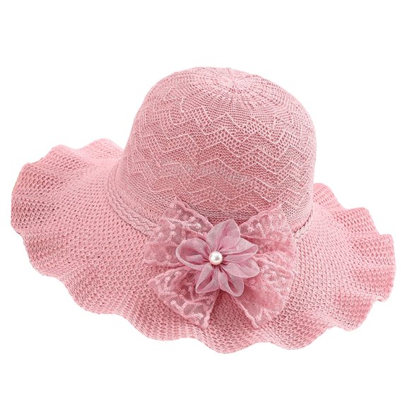 Vintage-Inspired Lace Bow Knit Bucket Hat, UV Protection Summer Hat for Casual, Beach and Travel