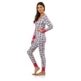 thumbnail image 2 of BHPJ by BedHead Pajamas Women's Plus Size Knit Button Front One Piece Pajama Jumpsuit, Holiday Penguins, 1X, 2 of 5