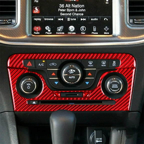 Center Console A/C Panel Cover Trim For Dodge Charger 2011-2014 Red Carbon Fiber