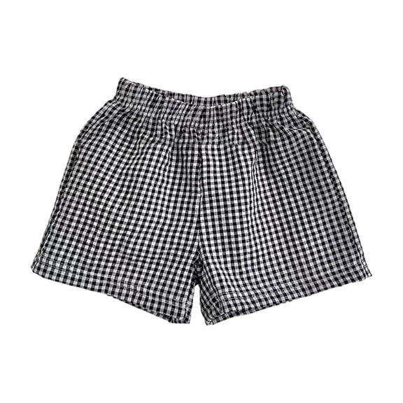 lnmuld Kids Check Casual Shorts Allover Small Plaid Full Elasticated Waist Lightweight Woven Daily Sweat Shorts Size:12-18 Months