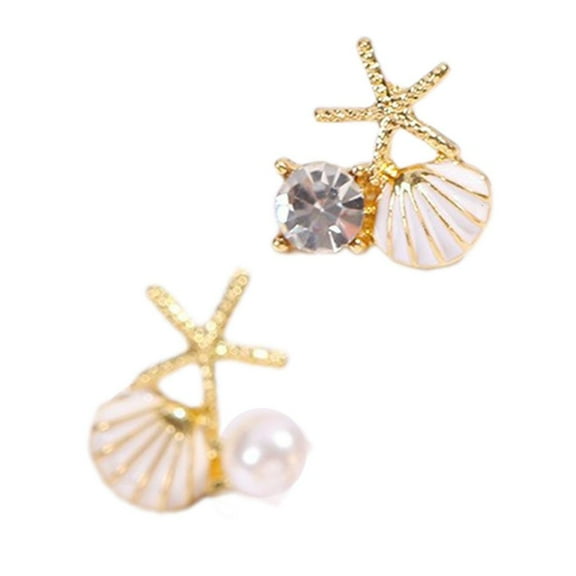 lanema Trendy Starfishes Earrings Studs With Zircon And Imitation Pearls Lightweight Alloy Jewelry Alloy Ear Studs For Women