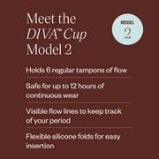كأس Diva - كأس سيليكون من الدرجة الطبية للعناية بالفترة - كأس الحيض القابل لإعادة الاستخدام - ما يصل إلى 12 ساعة من التآكل المستمر - الطراز 2 (للقنوات المهبلية الواسعة وما بعد الولادة و & الأعمار 35+)