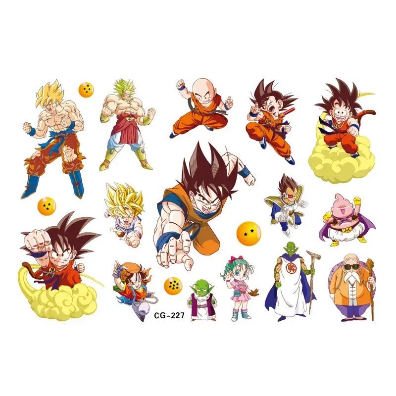 Pegatinas de tatuajes de Dragon Ball para niños, pegatinas de figuras ...