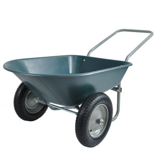 Best Choice Products Dual-Wheel Home Utility Yard Wheelbarrow Garden Cart  w/Built-in Stand for Lawn, Gardening, Grass, Soil, Bricks, and  Construction