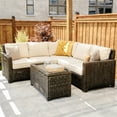thumbnail image 7 of Krikacy Outdoor Wicker Armless Sofa Chair, All-Weather HDPE Wide-Seated w/Thick Cushions, Beige, 7 of 7