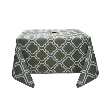 

Outdoor Waterproof Spillproof Square Zipper Tablecloth with Umbrella Hole for Camping Picnic Afternoon Tea BBQ
